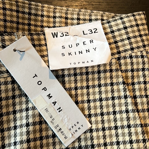 Men’s TOPMAN Super Skinny Pants W32 x L32 Black/Beige/White pattern NWT - Picture 3 of 9